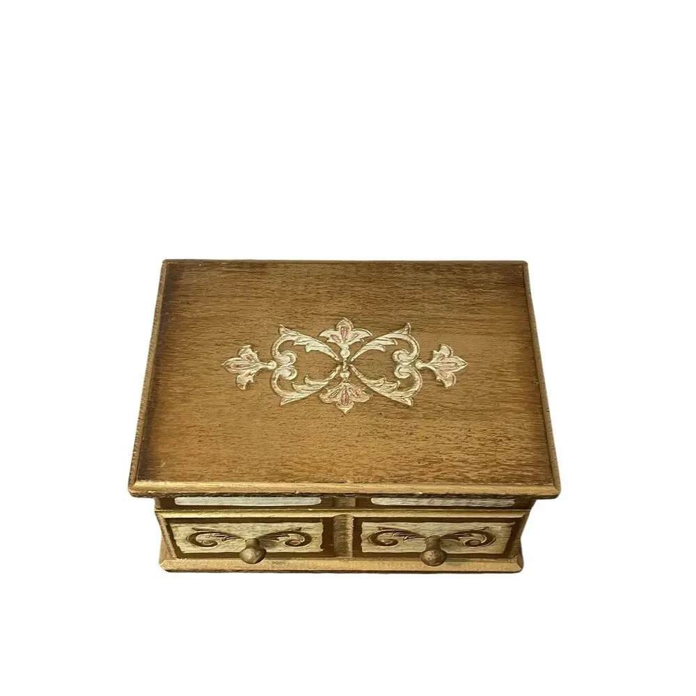 Vintage Mele Florentine Style Jewelry Box 1960s Gold Gilted Jewelry Storage